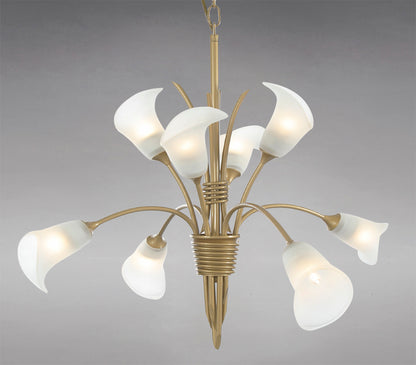 Ancona Pendant in Satin Gold With Frosted Lily Shaped Shades  (Diyas IL10032)