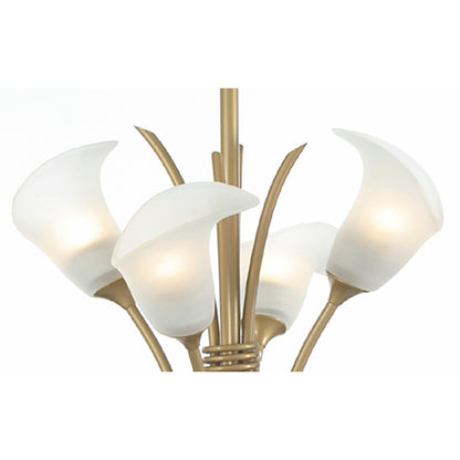 Ancona Pendant in Satin Gold With Frosted Lily Shaped Shades  (Diyas IL10032)