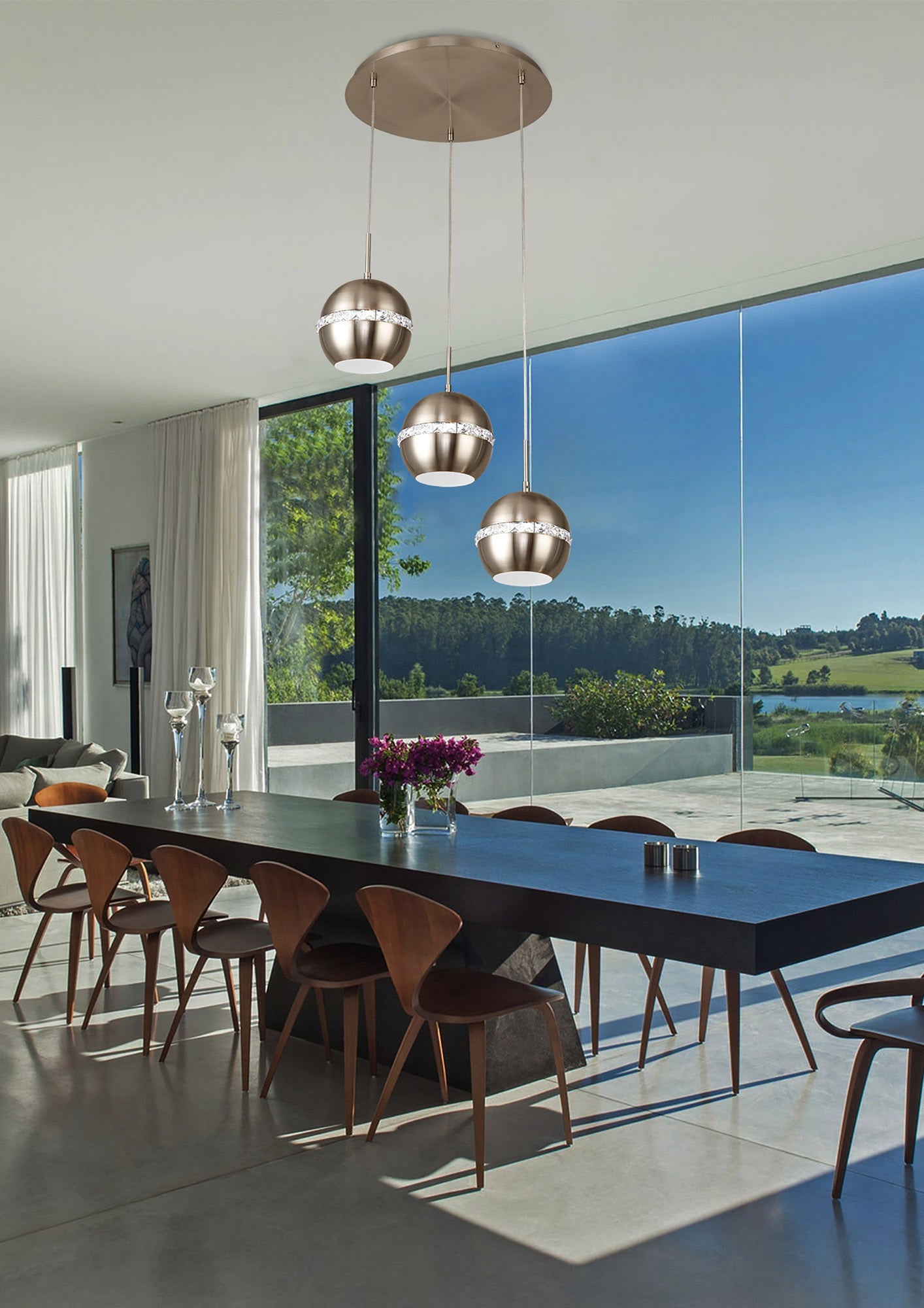 Diyas - Andrea 3 Light Round Pendant - Luminosity Designs Ltd