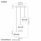 Diyas - Andrea 3 Light Round Pendant - Luminosity Designs Ltd