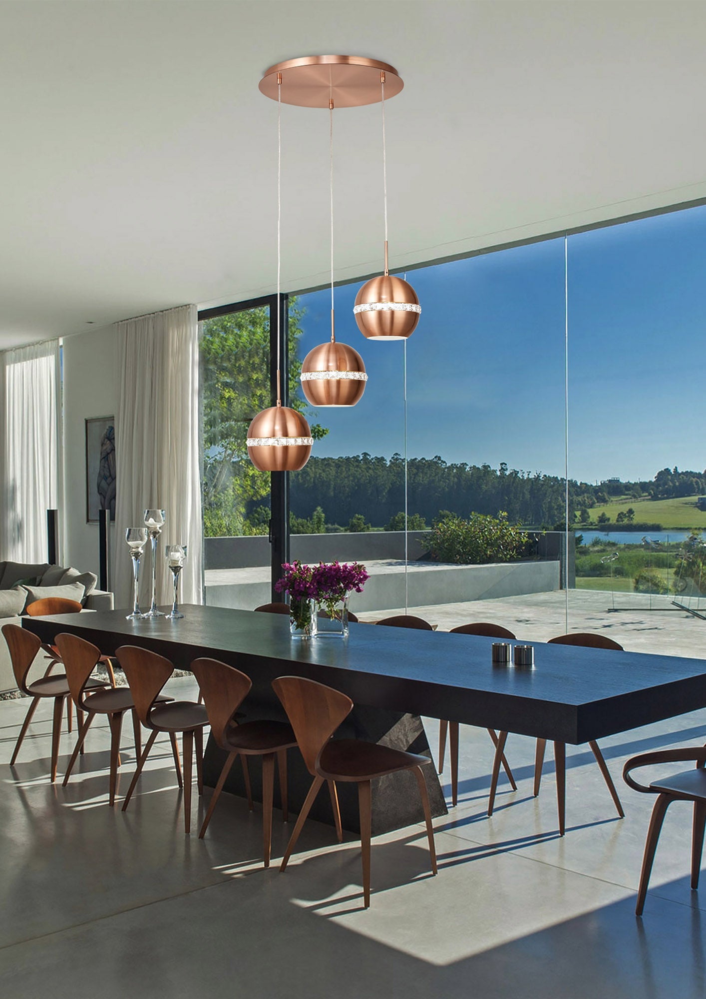 Diyas - Andrea 3 Light Round Pendant - Luminosity Designs Ltd