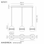 Diyas - Andrea Pendant 3 Light Bar - Luminosity Designs Ltd
