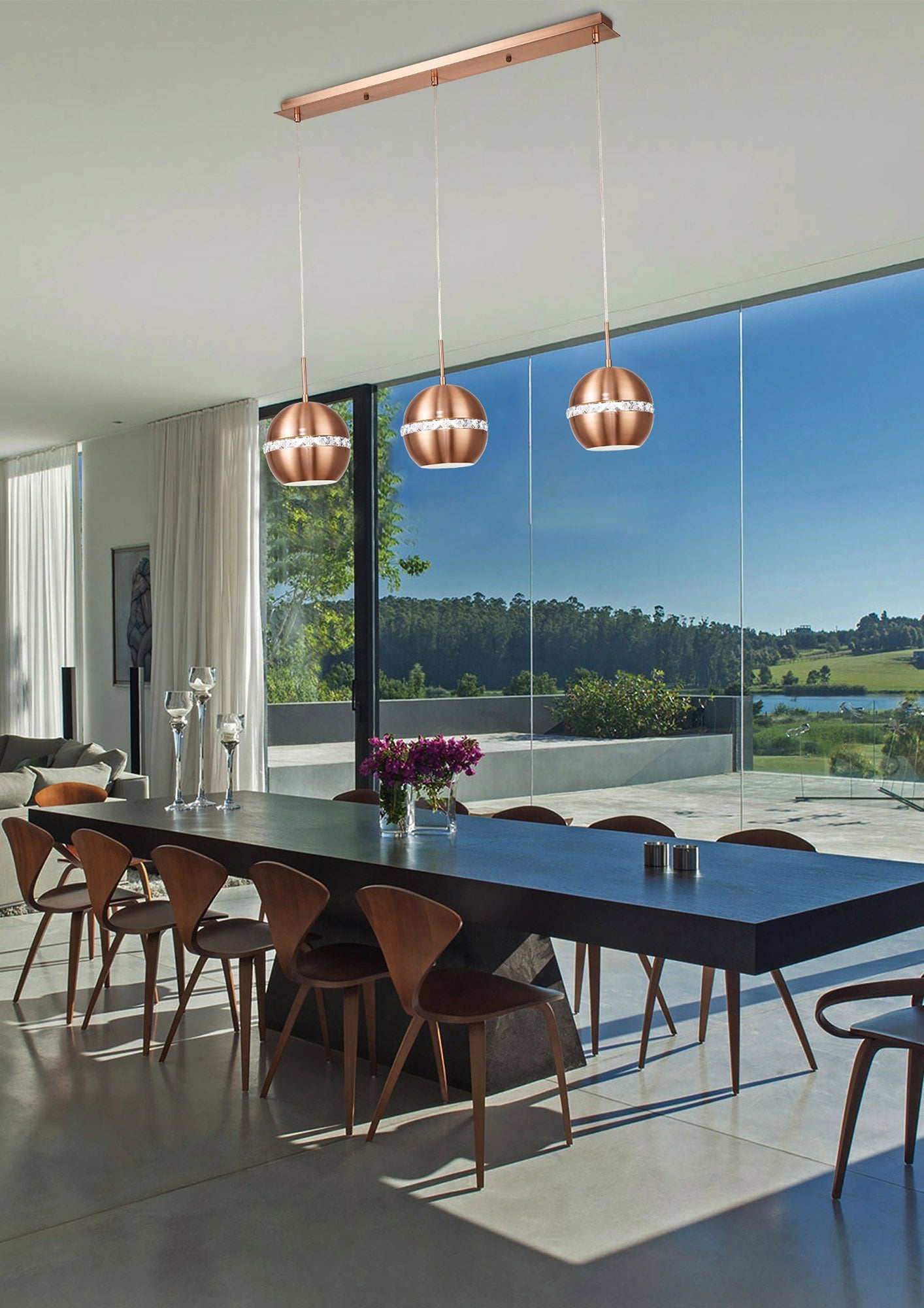 Diyas - Andrea Pendant 3 Light Bar - Luminosity Designs Ltd