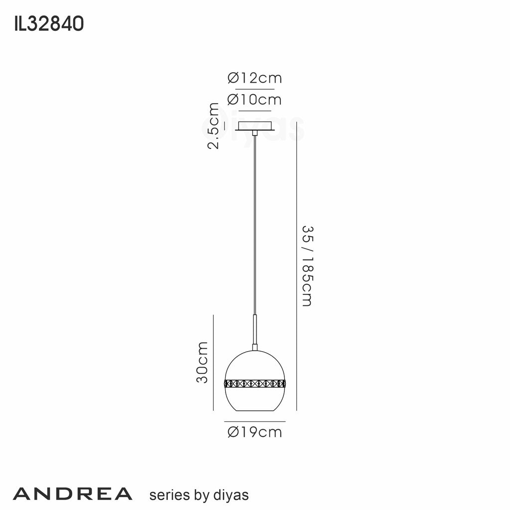 Diyas - Andrea Single Pendant - Luminosity Designs Ltd