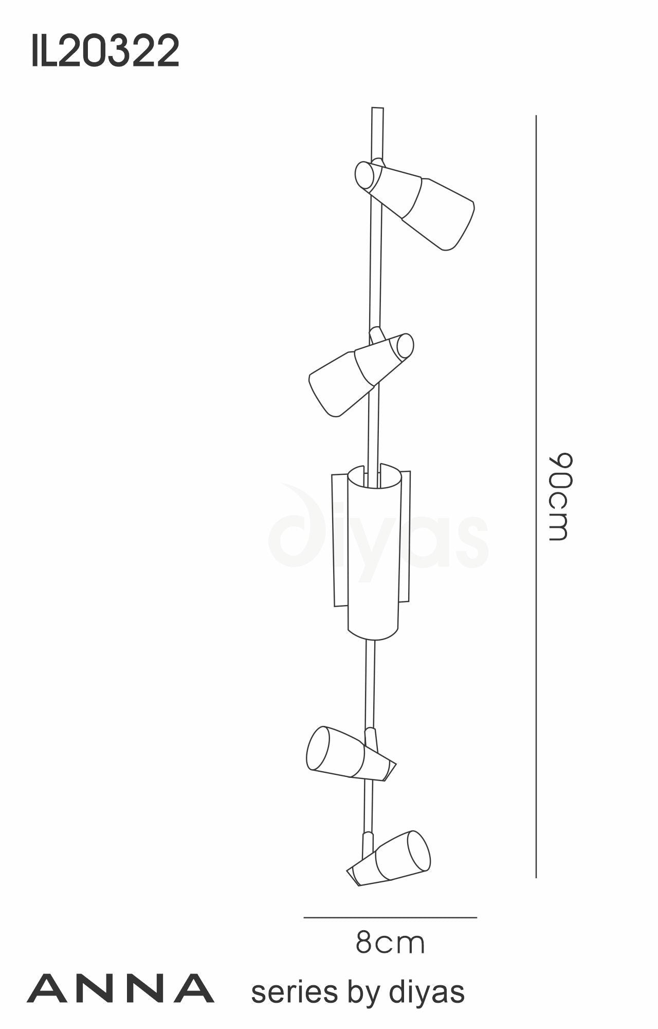 Diyas - Anna 6 Light Spot Bar - Luminosity Designs Ltd