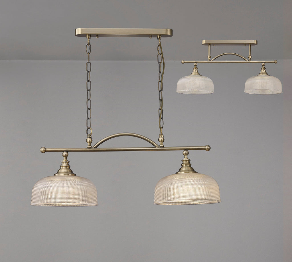 Luminosity Designs - Antique Brass Sledmere 2 Light Bar (Converts to Semi Flush) 2x E27 - Luminosity Designs Ltd