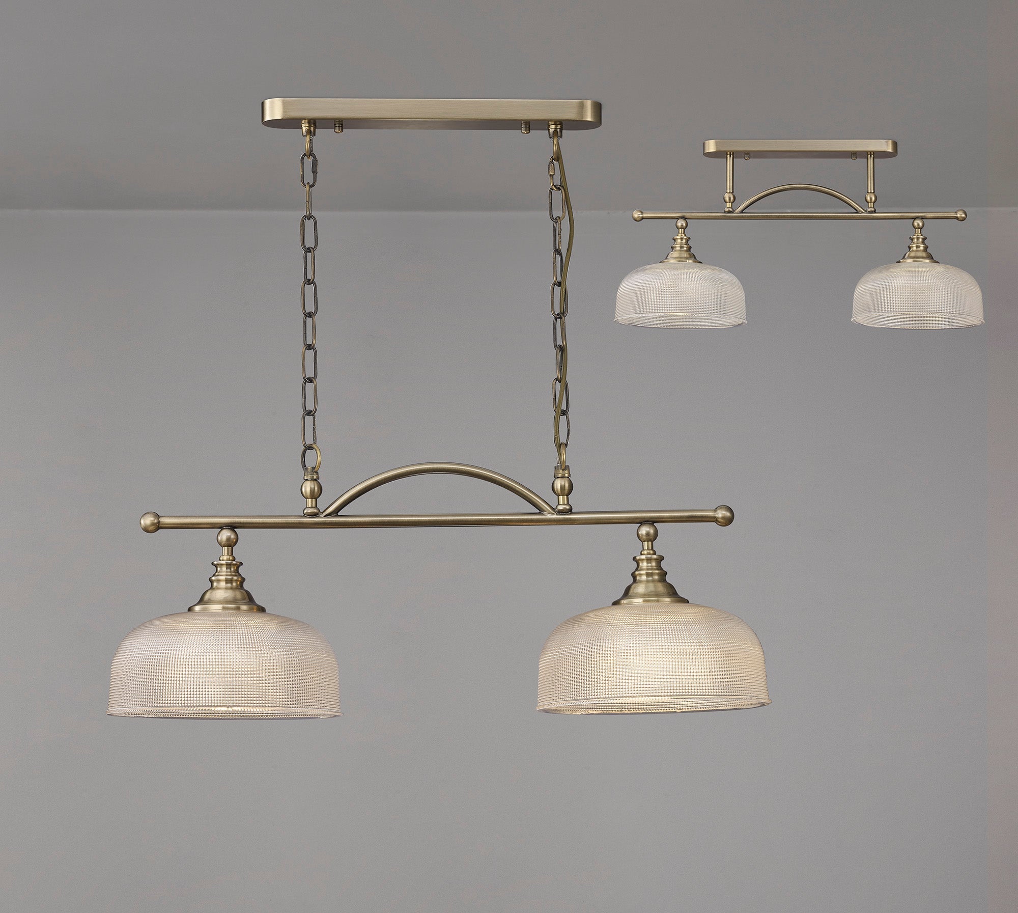 Luminosity Designs - Antique Brass Sledmere 2 Light Bar (Converts to Semi Flush) 2x E27 - Luminosity Designs Ltd