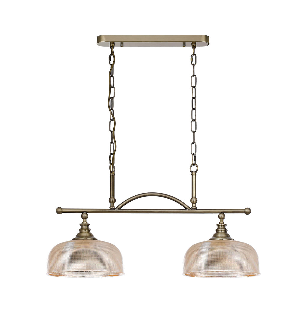 Luminosity Designs - Antique Brass Sledmere 2 Light Bar (Converts to Semi Flush) 2x E27 - Luminosity Designs Ltd