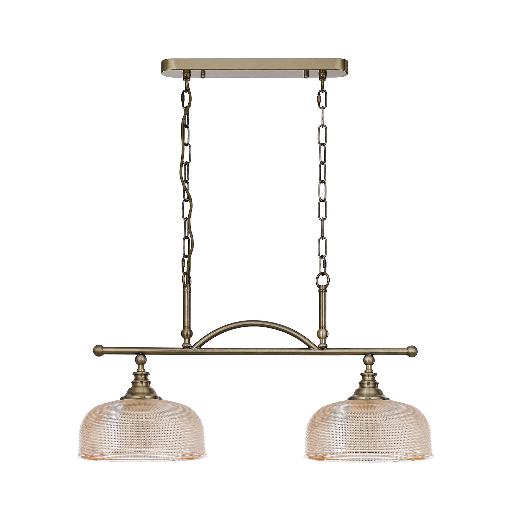 Luminosity Designs - Antique Brass Sledmere 2 Light Bar (Converts to Semi Flush) 2x E27 - Luminosity Designs Ltd