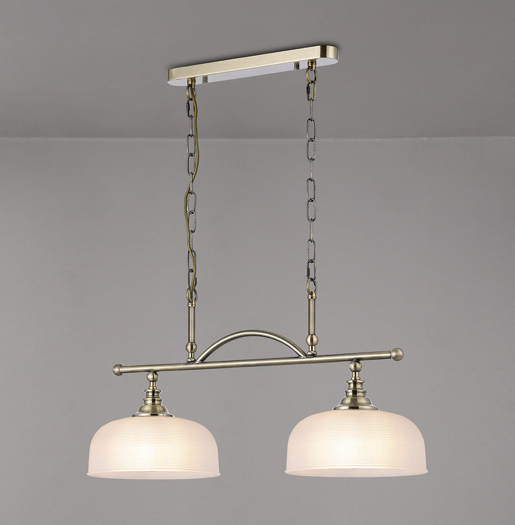 Luminosity Designs - Antique Brass Sledmere 2 Light Bar (Converts to Semi Flush) 2x E27 - Luminosity Designs Ltd