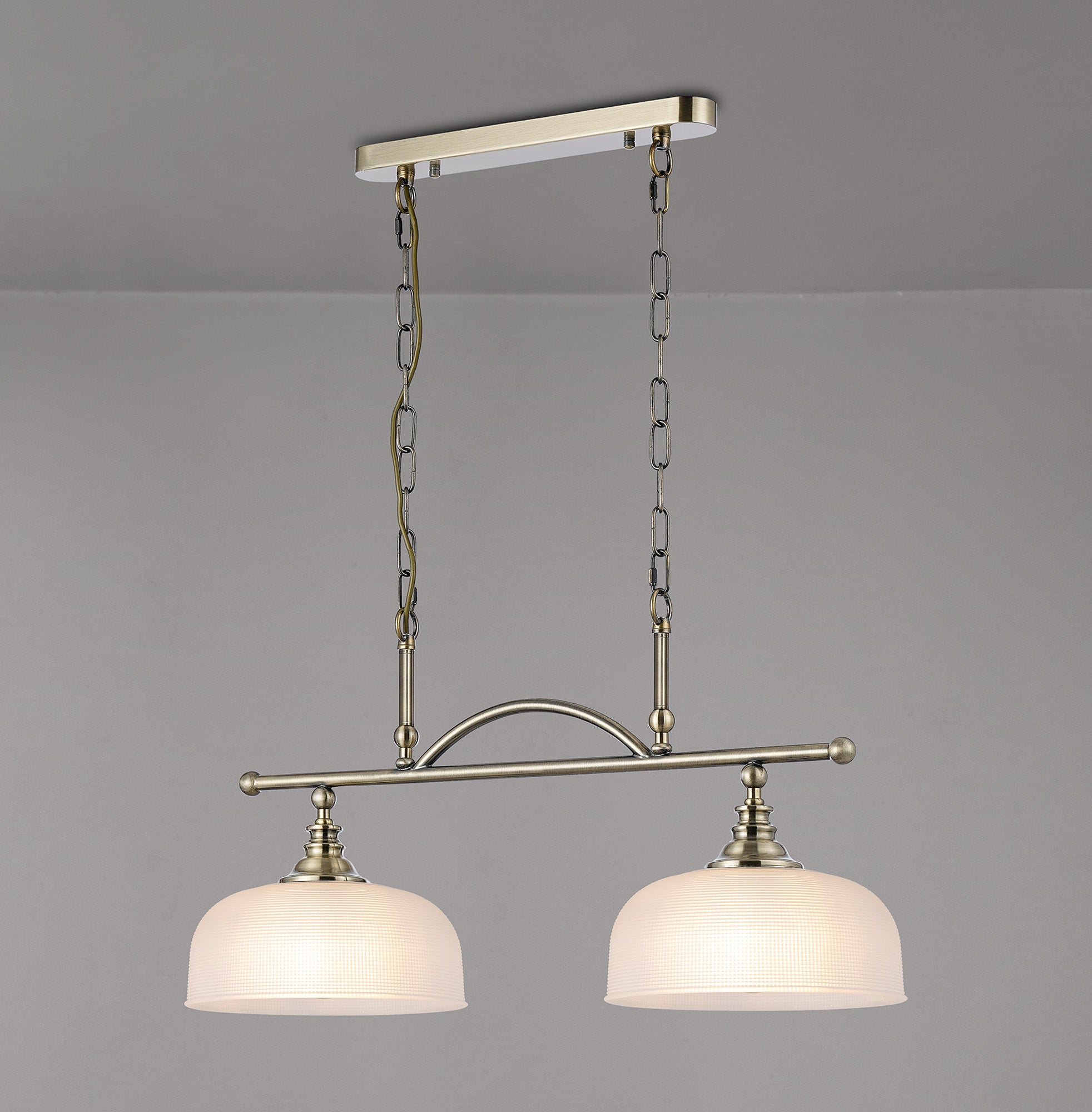 Luminosity Designs - Antique Brass Sledmere 2 Light Bar (Converts to Semi Flush) 2x E27 - Luminosity Designs Ltd