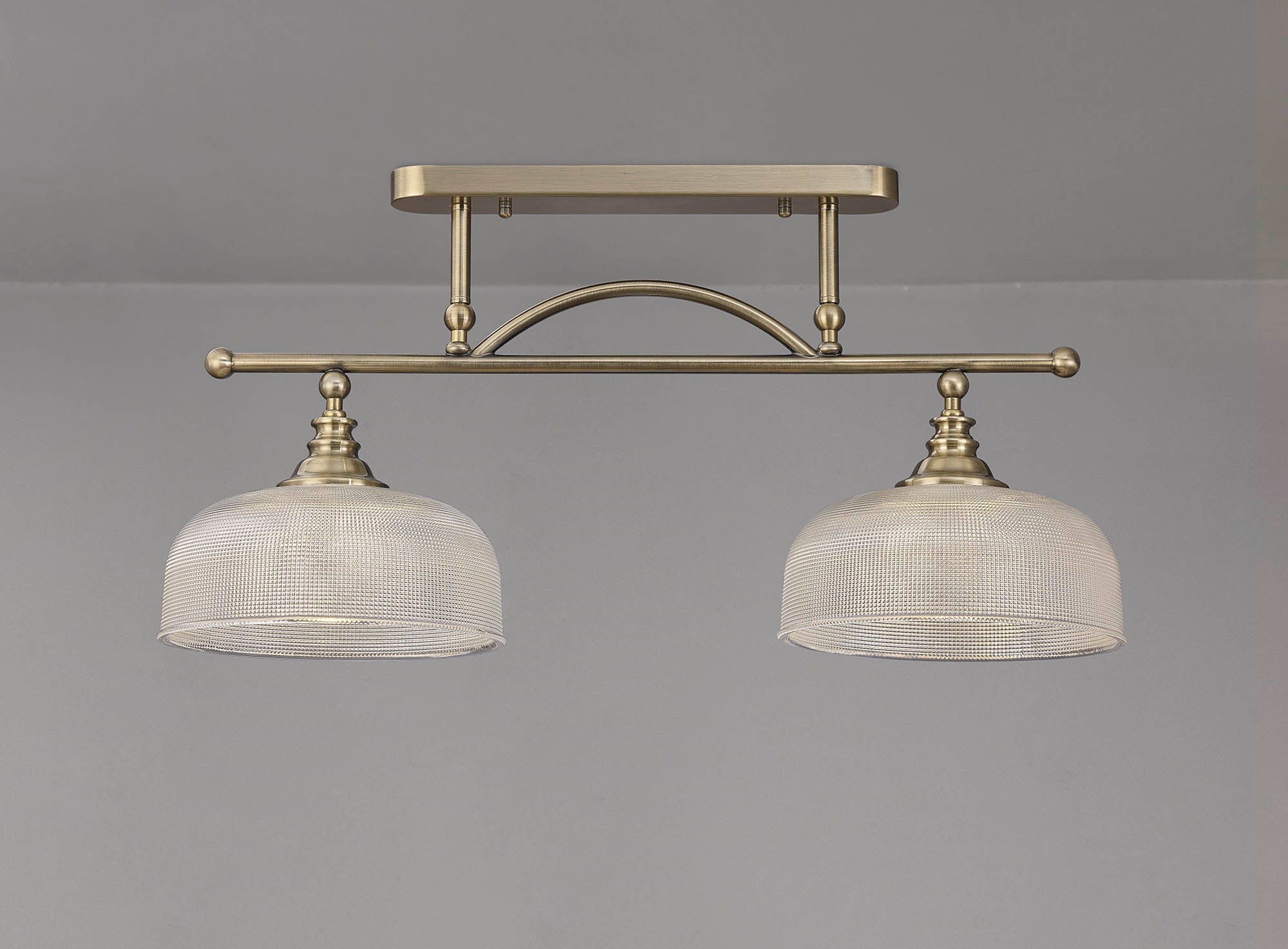 Luminosity Designs - Antique Brass Sledmere 2 Light Bar (Converts to Semi Flush) 2x E27 - Luminosity Designs Ltd