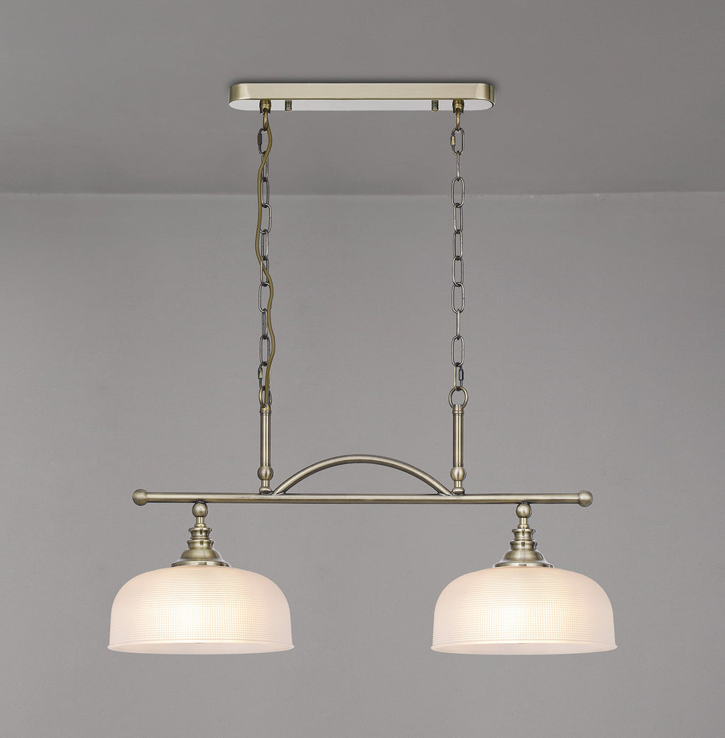 Luminosity Designs - Antique Brass Sledmere 2 Light Bar (Converts to Semi Flush) 2x E27 - Luminosity Designs Ltd