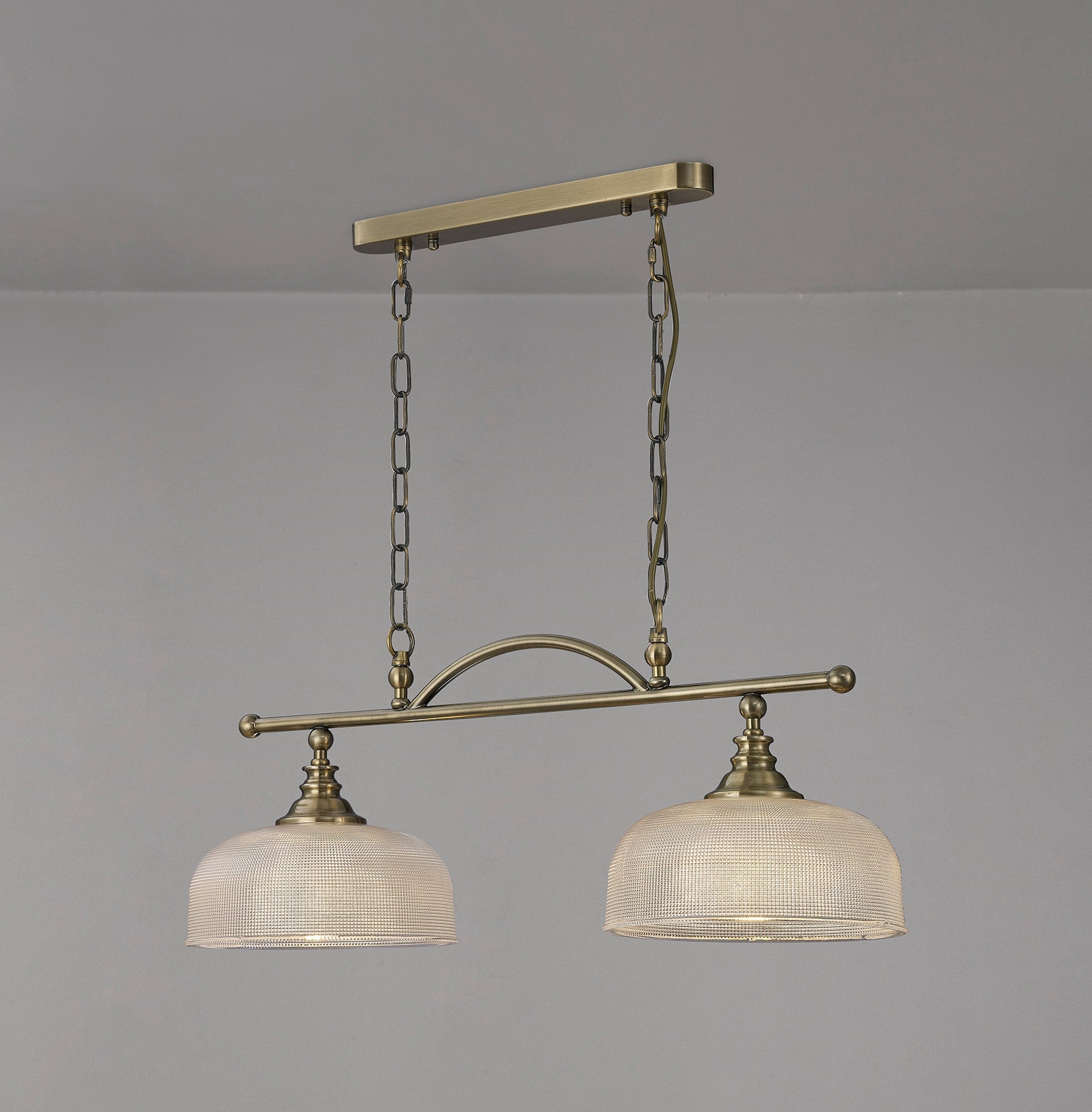 Luminosity Designs - Antique Brass Sledmere 2 Light Bar (Converts to Semi Flush) 2x E27 - Luminosity Designs Ltd