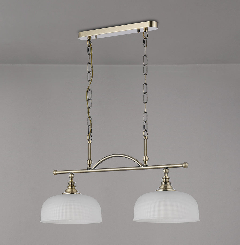 Luminosity Designs - Antique Brass Sledmere 2 Light Bar (Converts to Semi Flush) 2x E27 - Luminosity Designs Ltd