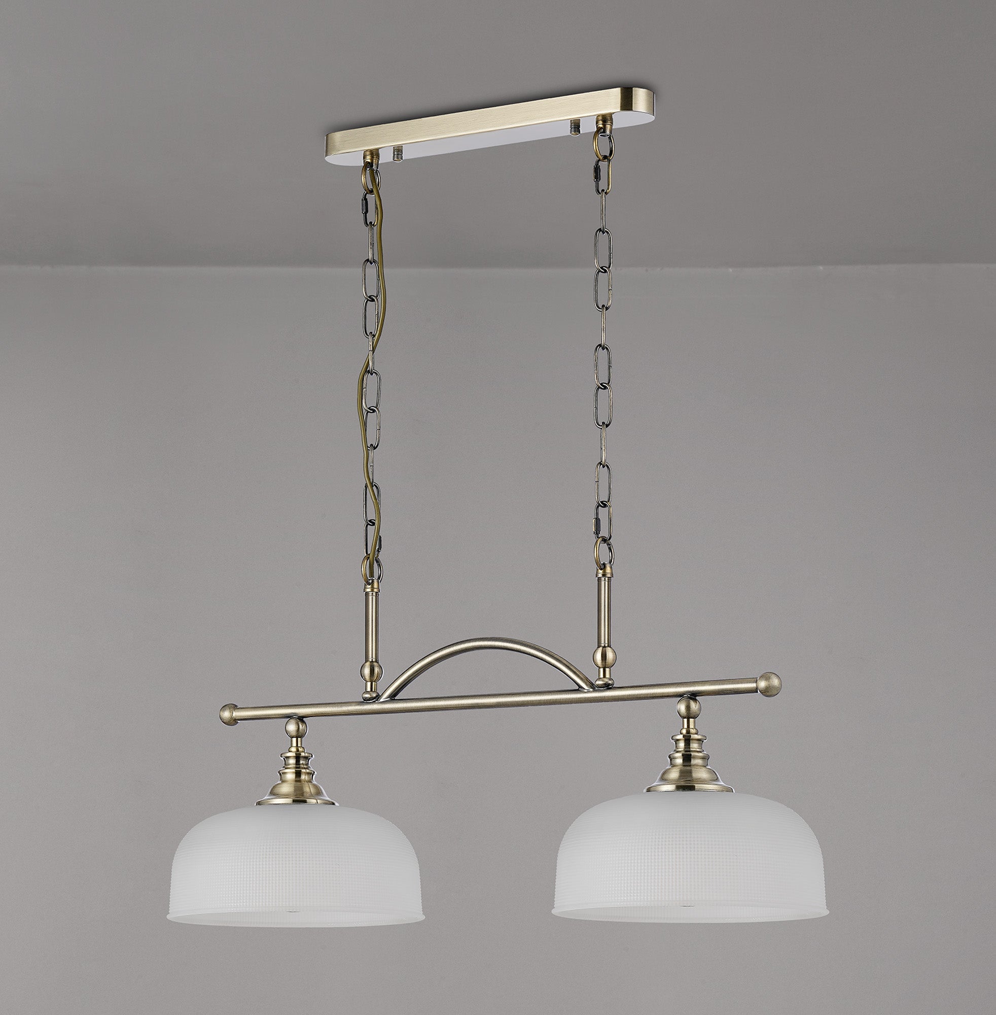 Luminosity Designs - Antique Brass Sledmere 2 Light Bar (Converts to Semi Flush) 2x E27 - Luminosity Designs Ltd