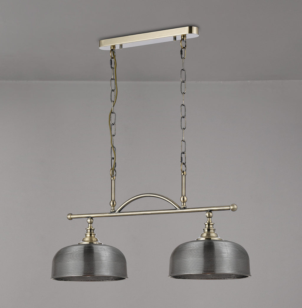 Luminosity Designs - Antique Brass Sledmere 2 Light Bar (Converts to Semi Flush) 2x E27 - Luminosity Designs Ltd