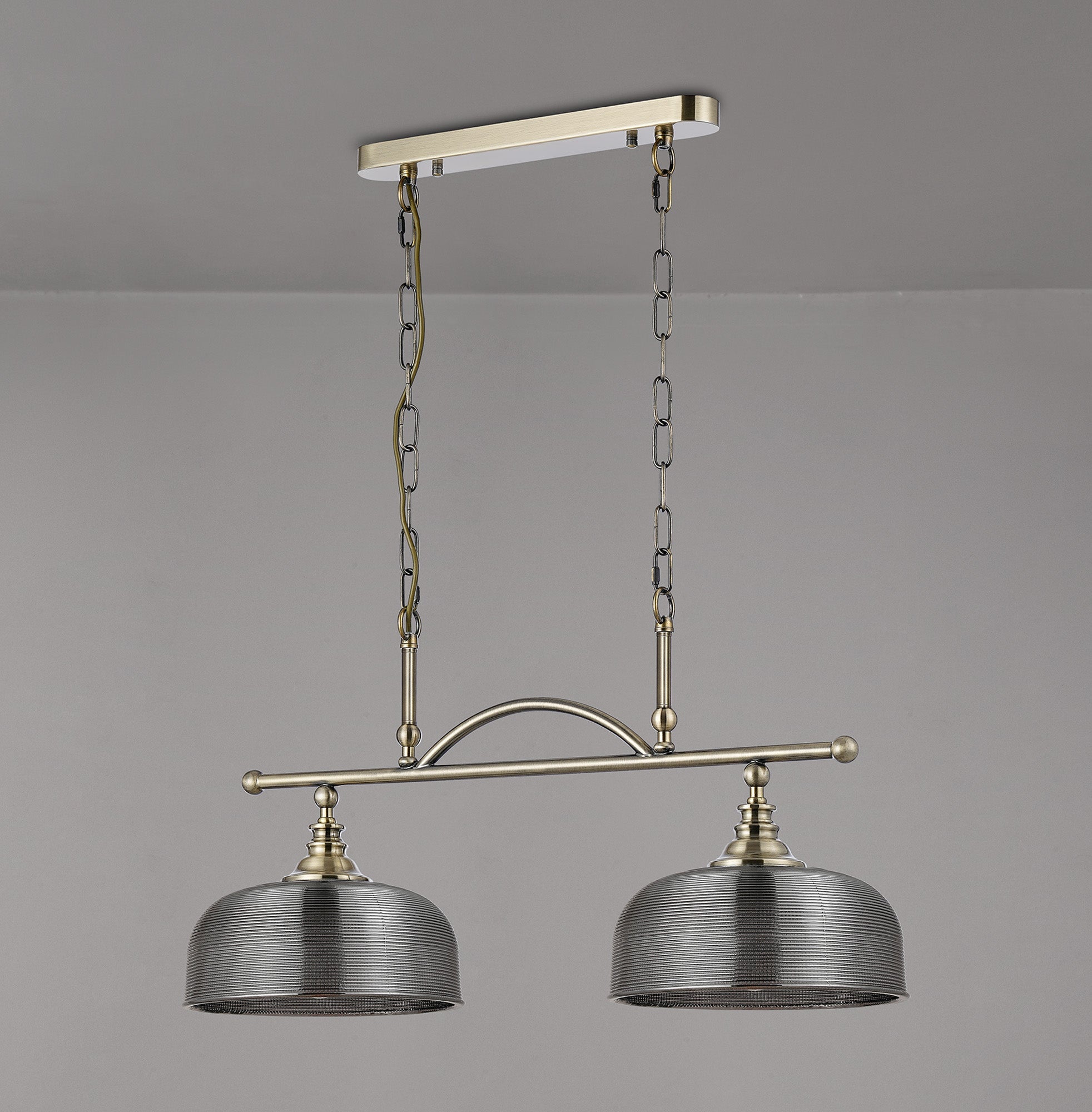 Luminosity Designs - Antique Brass Sledmere 2 Light Bar (Converts to Semi Flush) 2x E27 - Luminosity Designs Ltd