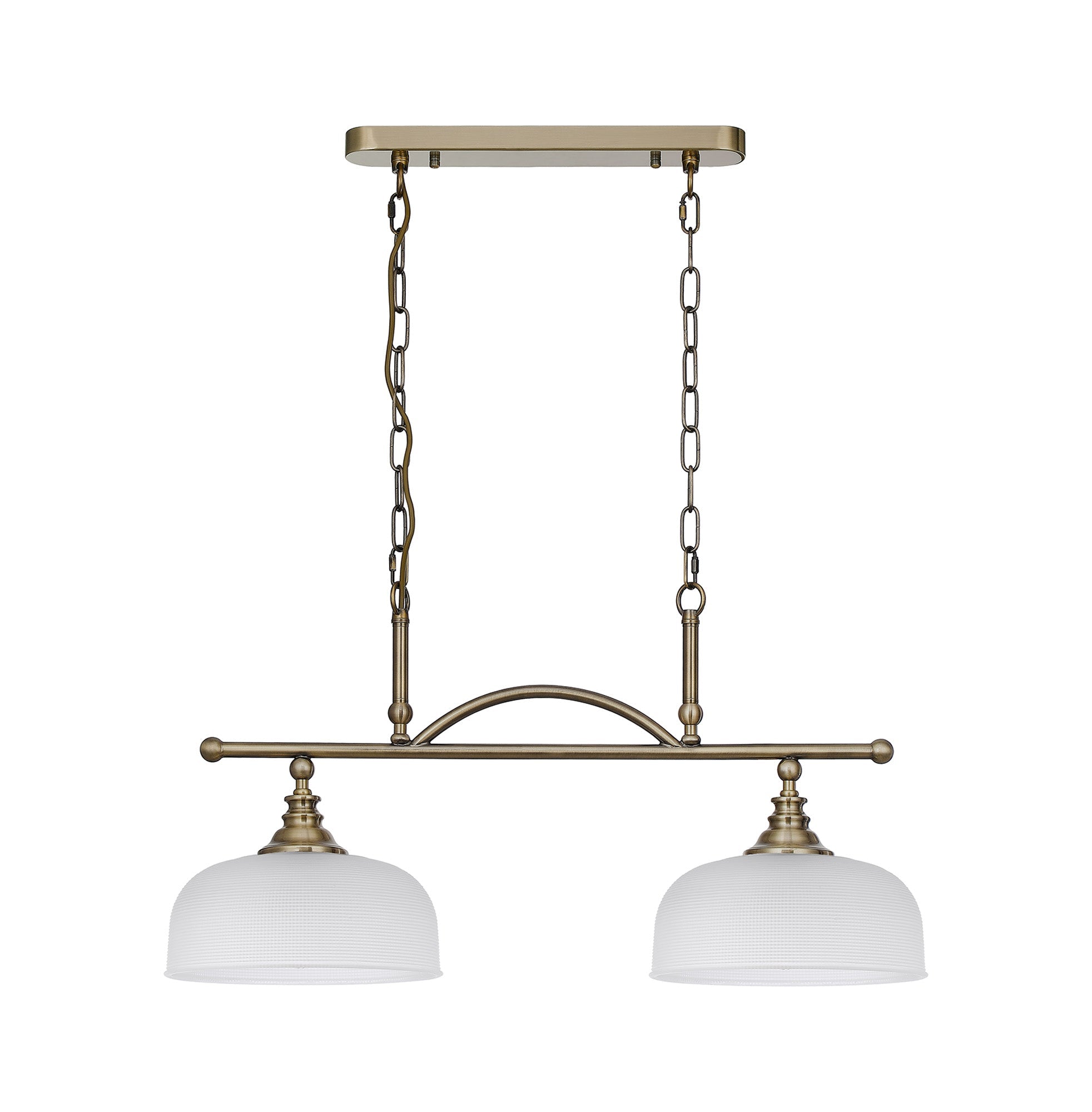 Luminosity Designs - Antique Brass Sledmere 2 Light Bar (Converts to Semi Flush) 2x E27 - Luminosity Designs Ltd