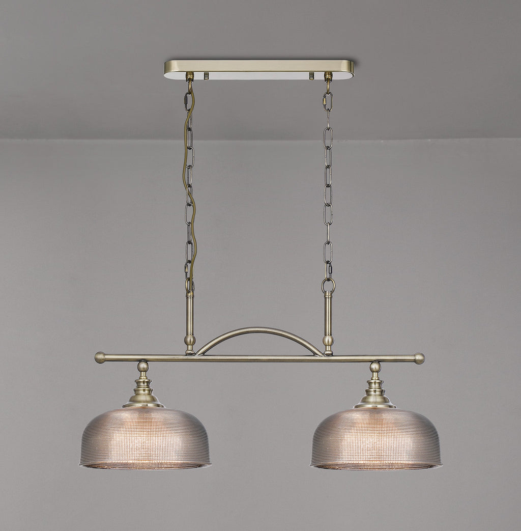 Luminosity Designs - Antique Brass Sledmere 2 Light Bar (Converts to Semi Flush) 2x E27 - Luminosity Designs Ltd