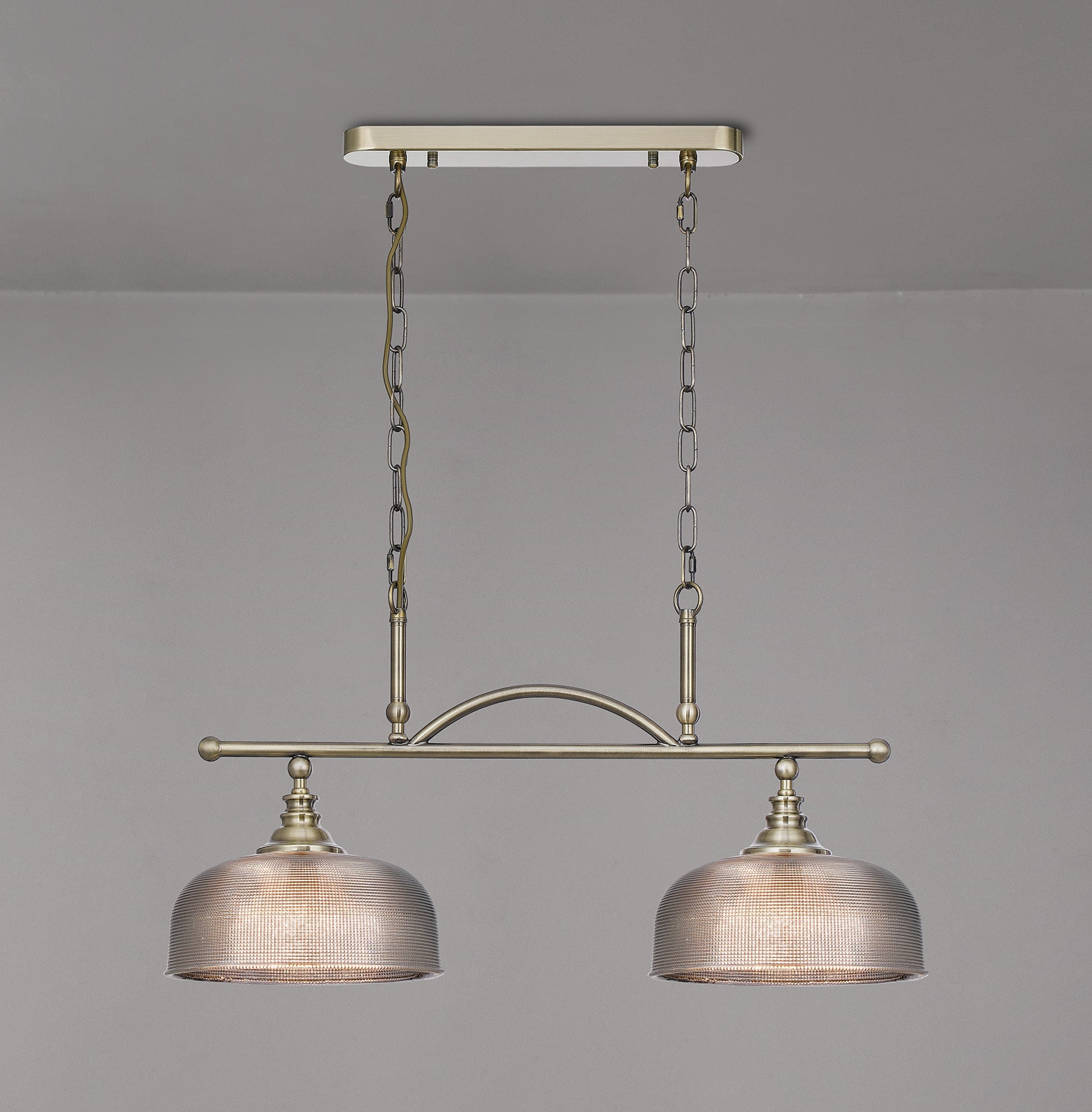 Luminosity Designs - Antique Brass Sledmere 2 Light Bar (Converts to Semi Flush) 2x E27 - Luminosity Designs Ltd