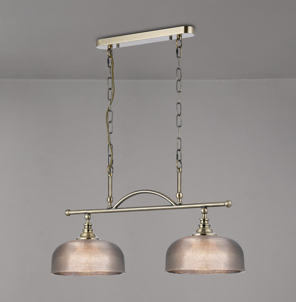 Luminosity Designs - Antique Brass Sledmere 2 Light Bar (Converts to Semi Flush) 2x E27 - Luminosity Designs Ltd