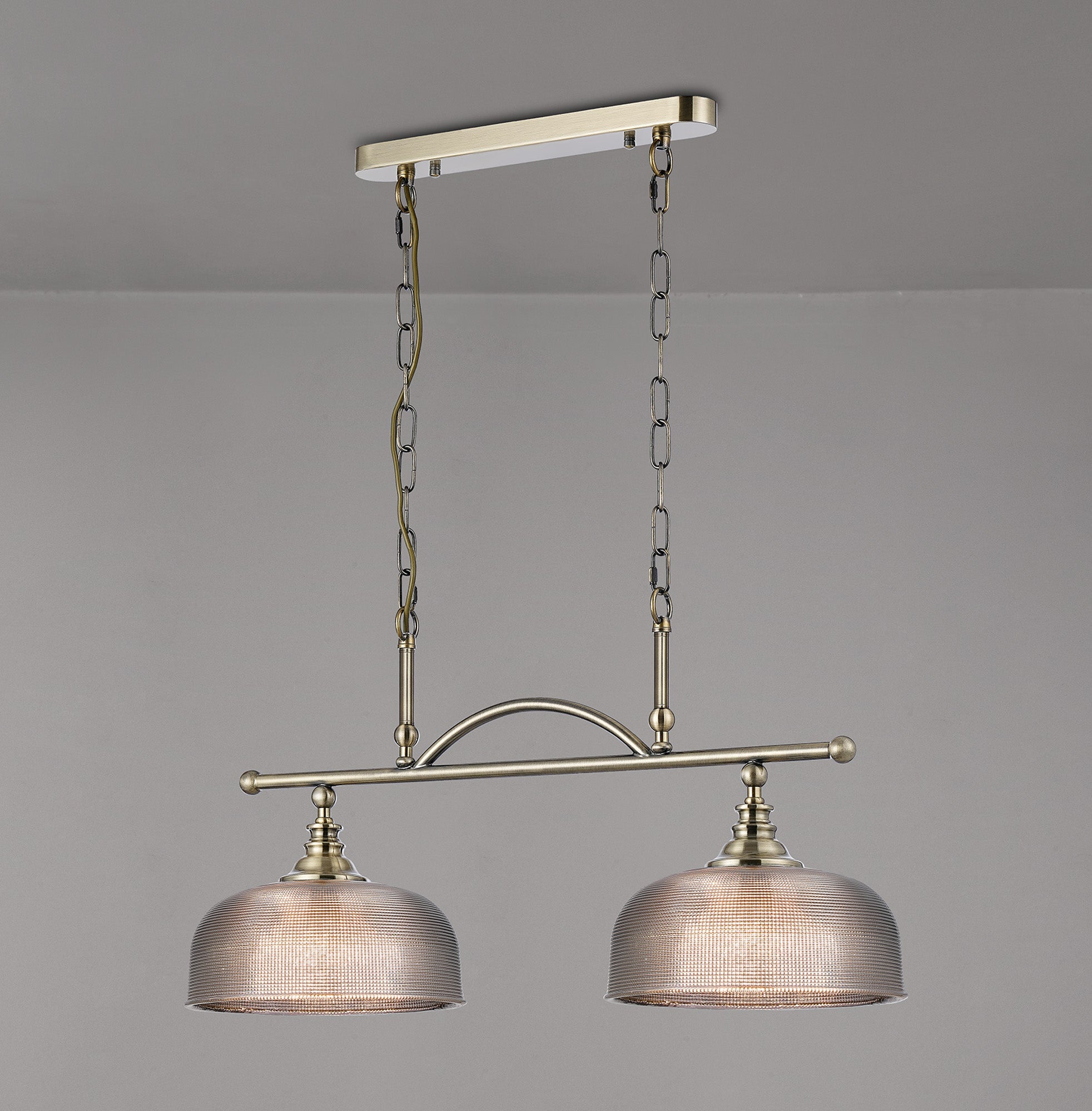 Luminosity Designs - Antique Brass Sledmere 2 Light Bar (Converts to Semi Flush) 2x E27 - Luminosity Designs Ltd