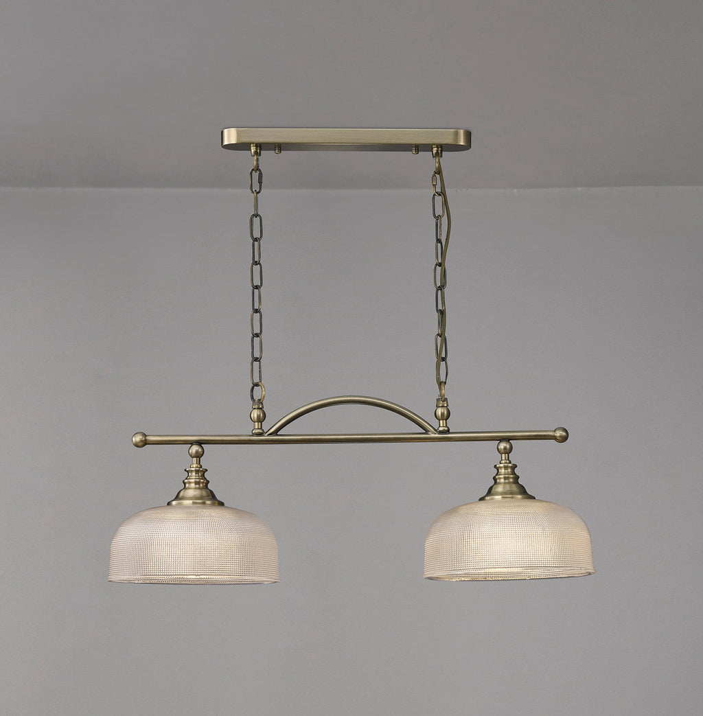 Luminosity Designs - Antique Brass Sledmere 2 Light Bar (Converts to Semi Flush) 2x E27 - Luminosity Designs Ltd