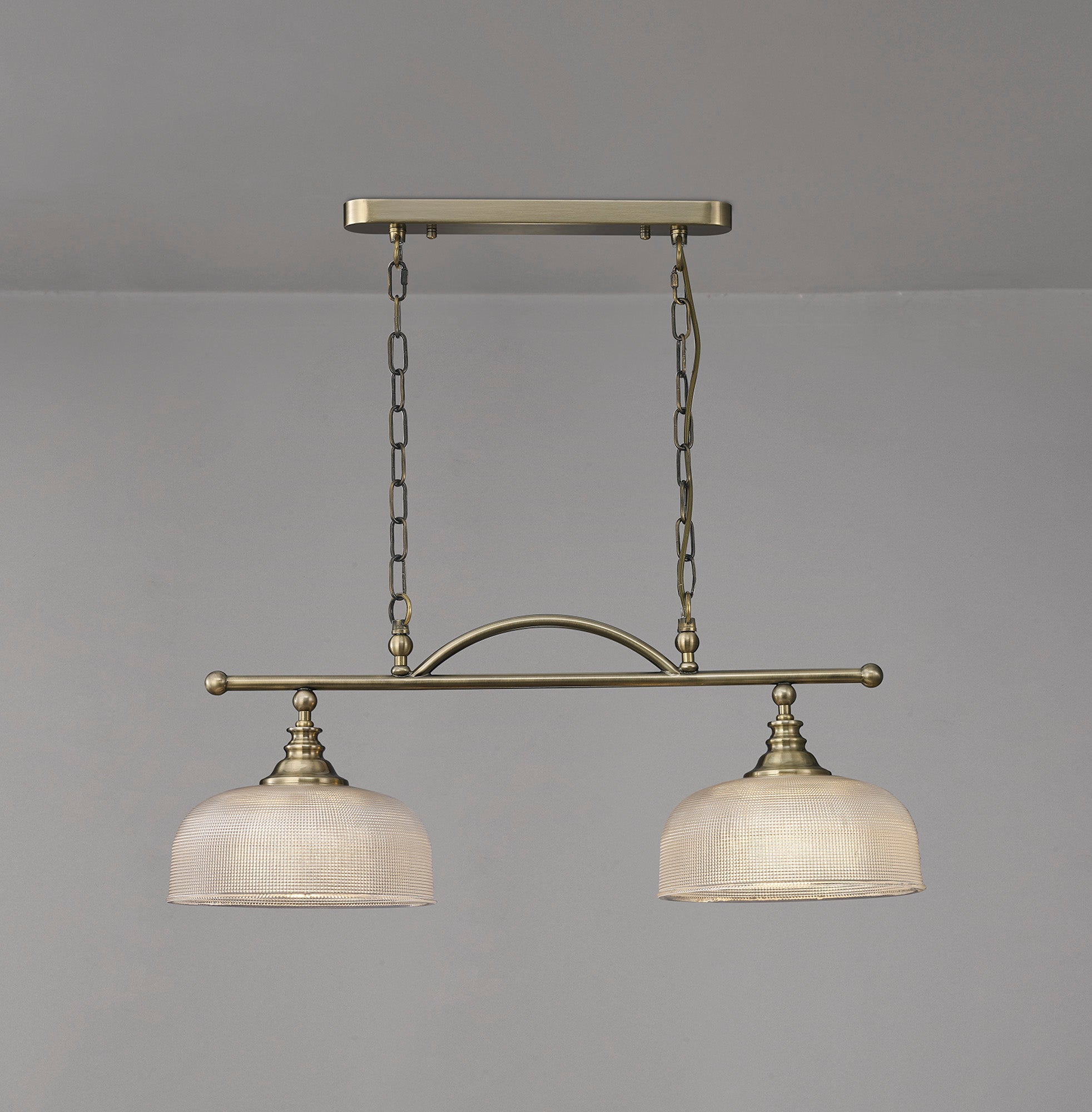 Luminosity Designs - Antique Brass Sledmere 2 Light Bar (Converts to Semi Flush) 2x E27 - Luminosity Designs Ltd