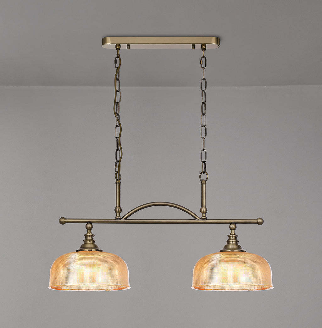 Luminosity Designs - Antique Brass Sledmere 2 Light Bar (Converts to Semi Flush) 2x E27 - Luminosity Designs Ltd