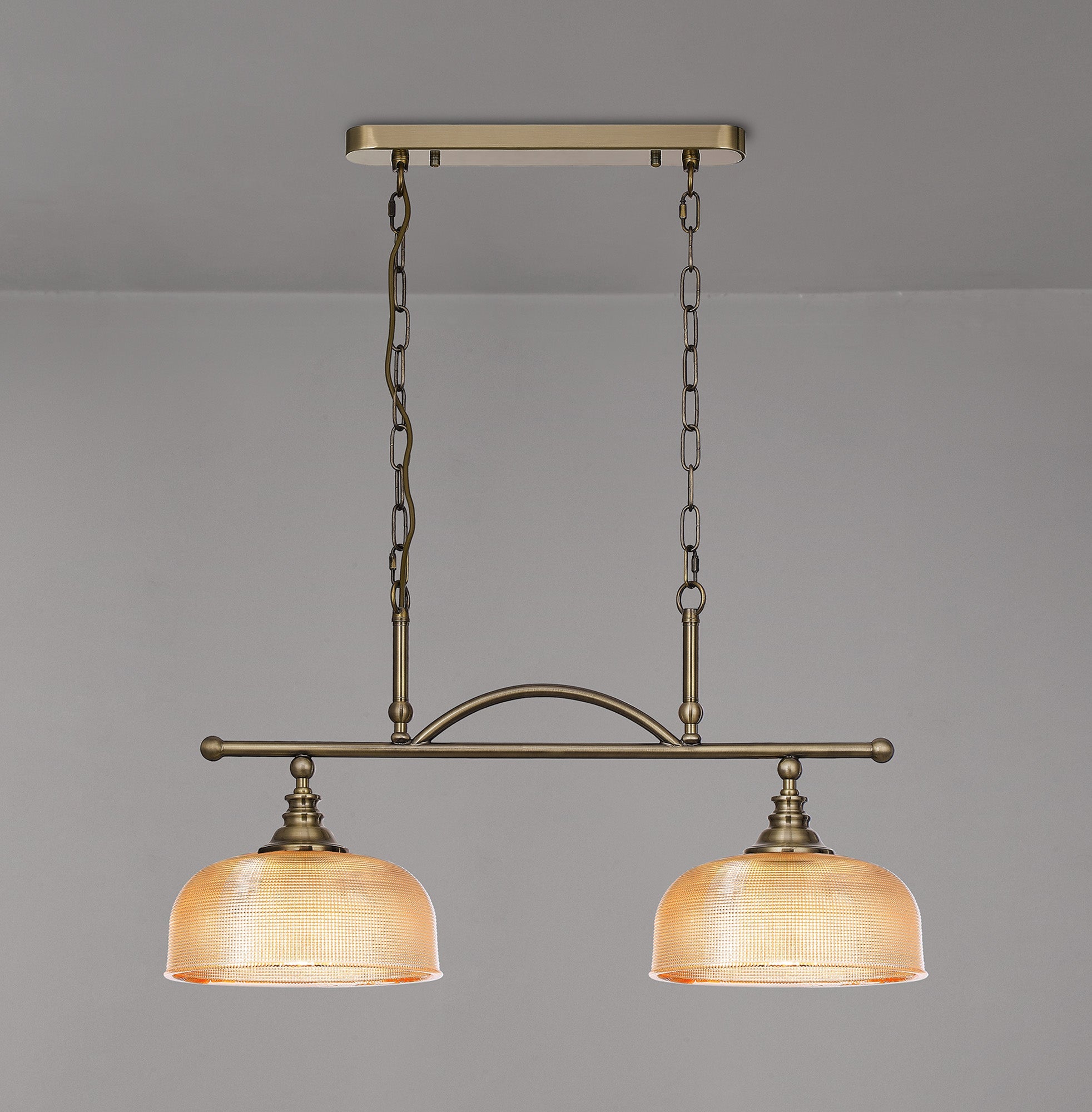 Luminosity Designs - Antique Brass Sledmere 2 Light Bar (Converts to Semi Flush) 2x E27 - Luminosity Designs Ltd