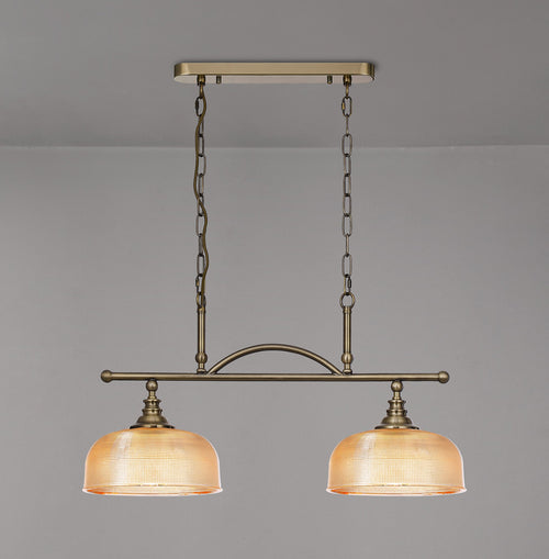 Luminosity Designs - Antique Brass Sledmere 2 Light Bar (Converts to Semi Flush) 2x E27 - Luminosity Designs Ltd