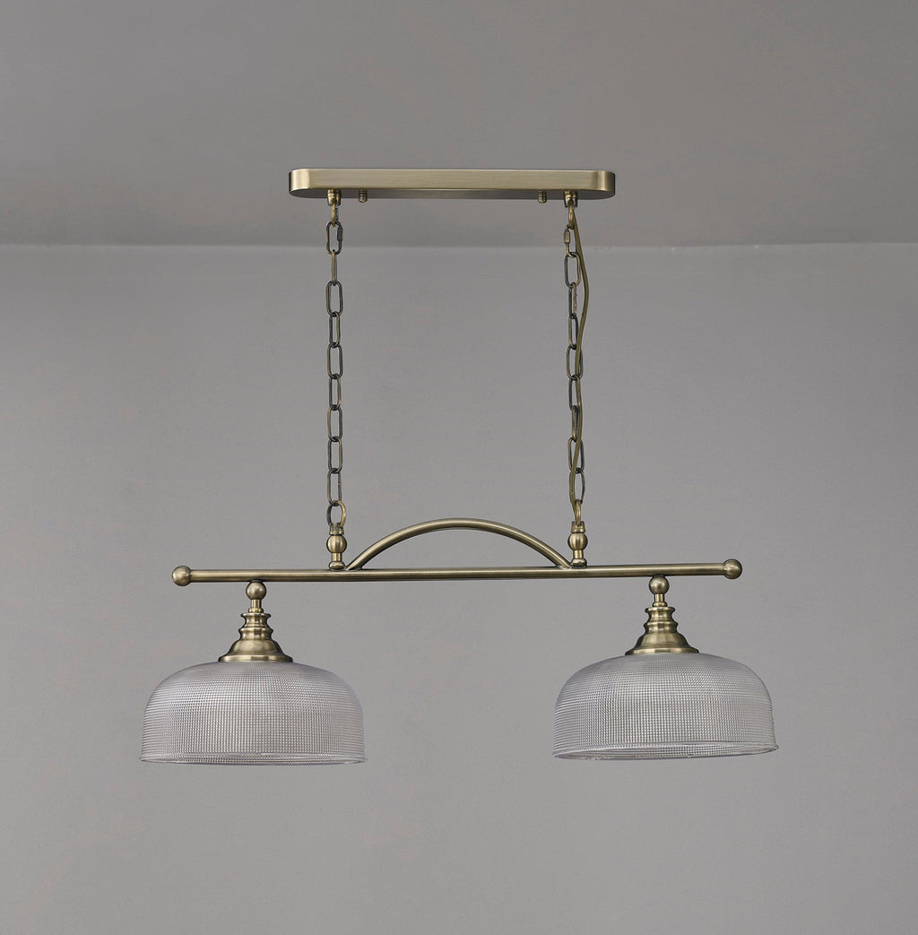 Luminosity Designs - Antique Brass Sledmere 2 Light Bar (Converts to Semi Flush) 2x E27 - Luminosity Designs Ltd