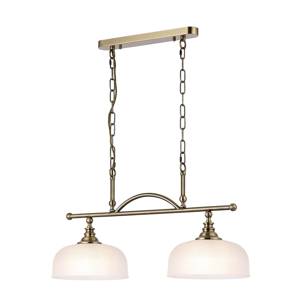 Luminosity Designs - Antique Brass Sledmere 2 Light Bar (Converts to Semi Flush) 2x E27 - Luminosity Designs Ltd