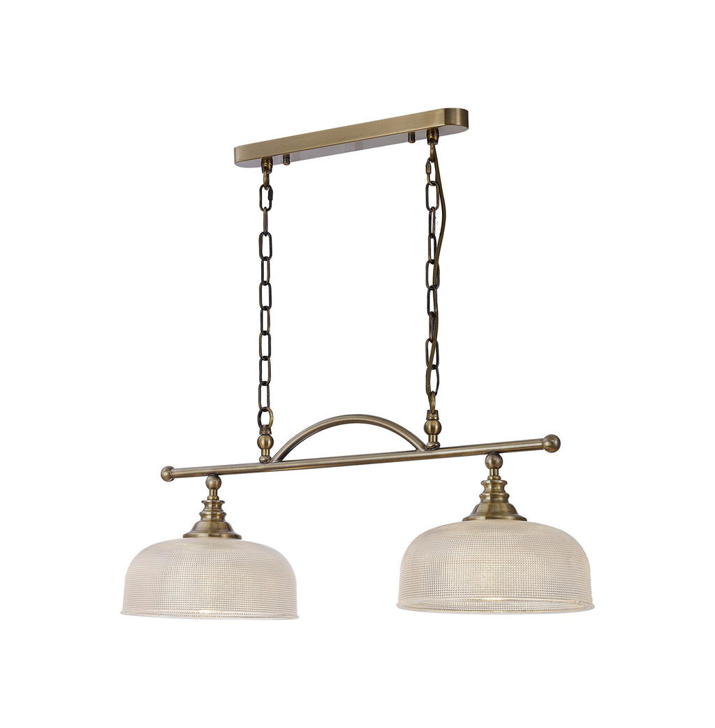 Luminosity Designs - Antique Brass Sledmere 2 Light Bar (Converts to Semi Flush) 2x E27 - Luminosity Designs Ltd