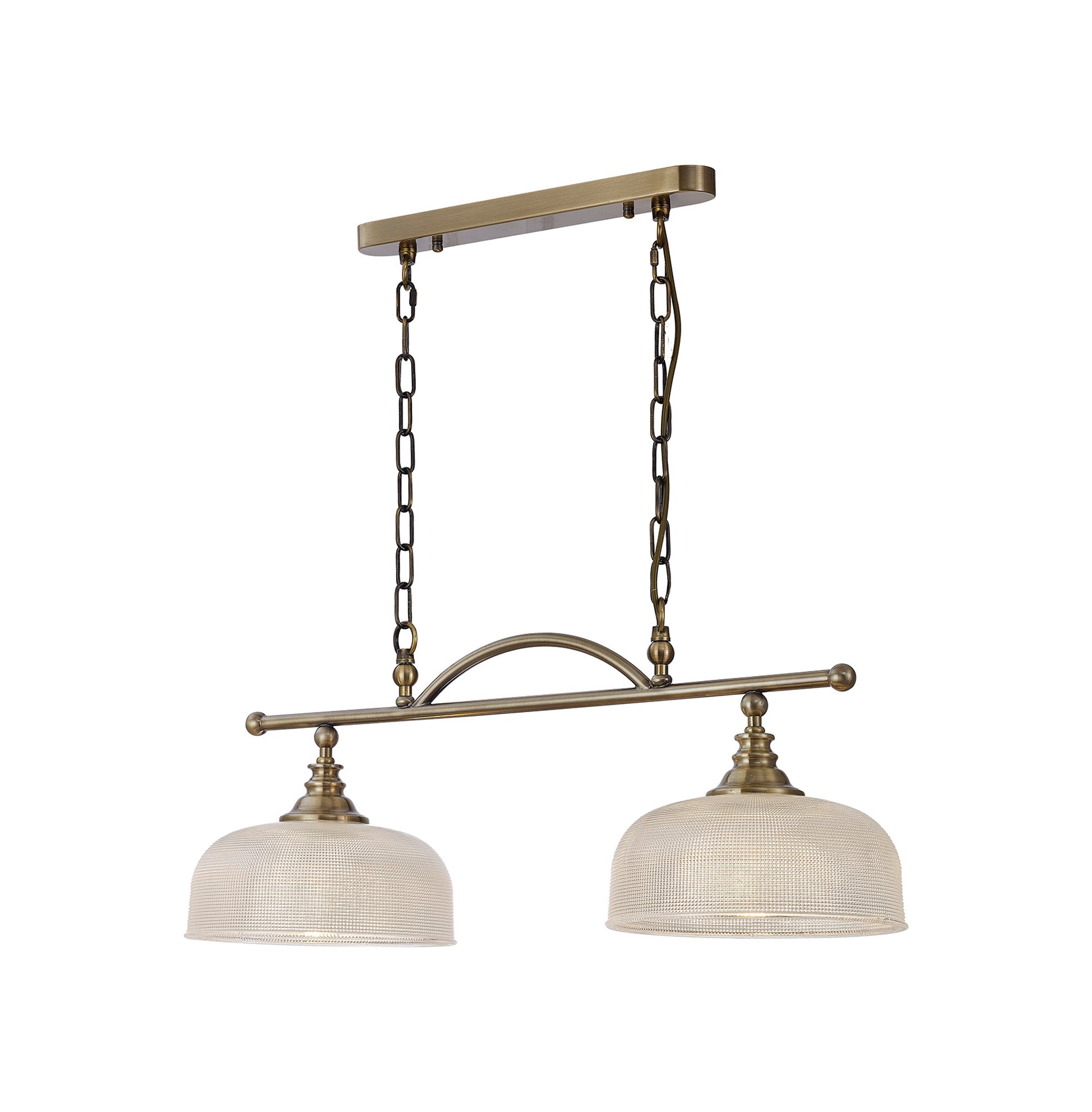 Luminosity Designs - Antique Brass Sledmere 2 Light Bar (Converts to Semi Flush) 2x E27 - Luminosity Designs Ltd