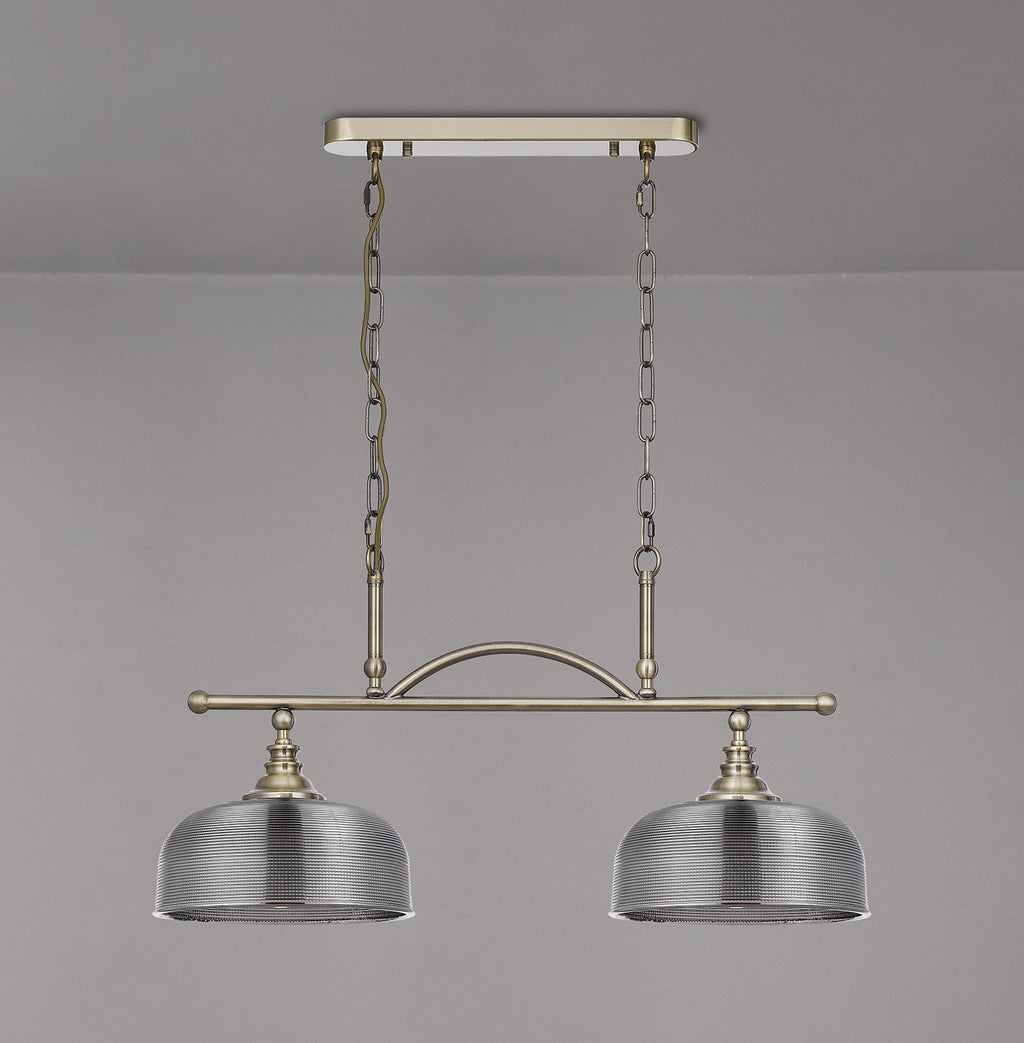 Luminosity Designs - Antique Brass Sledmere 2 Light Bar (Converts to Semi Flush) 2x E27 - Luminosity Designs Ltd