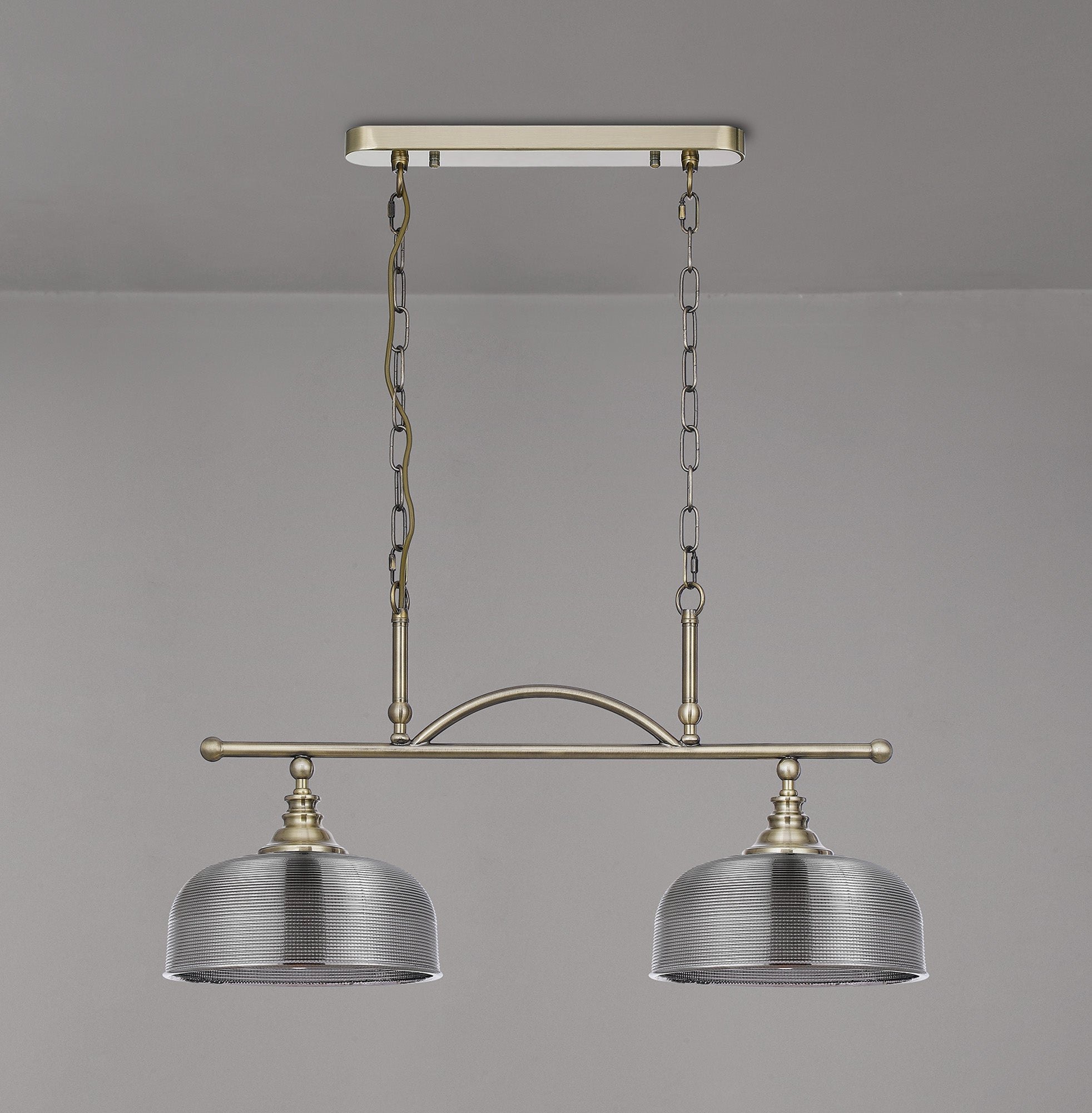 Luminosity Designs - Antique Brass Sledmere 2 Light Bar (Converts to Semi Flush) 2x E27 - Luminosity Designs Ltd