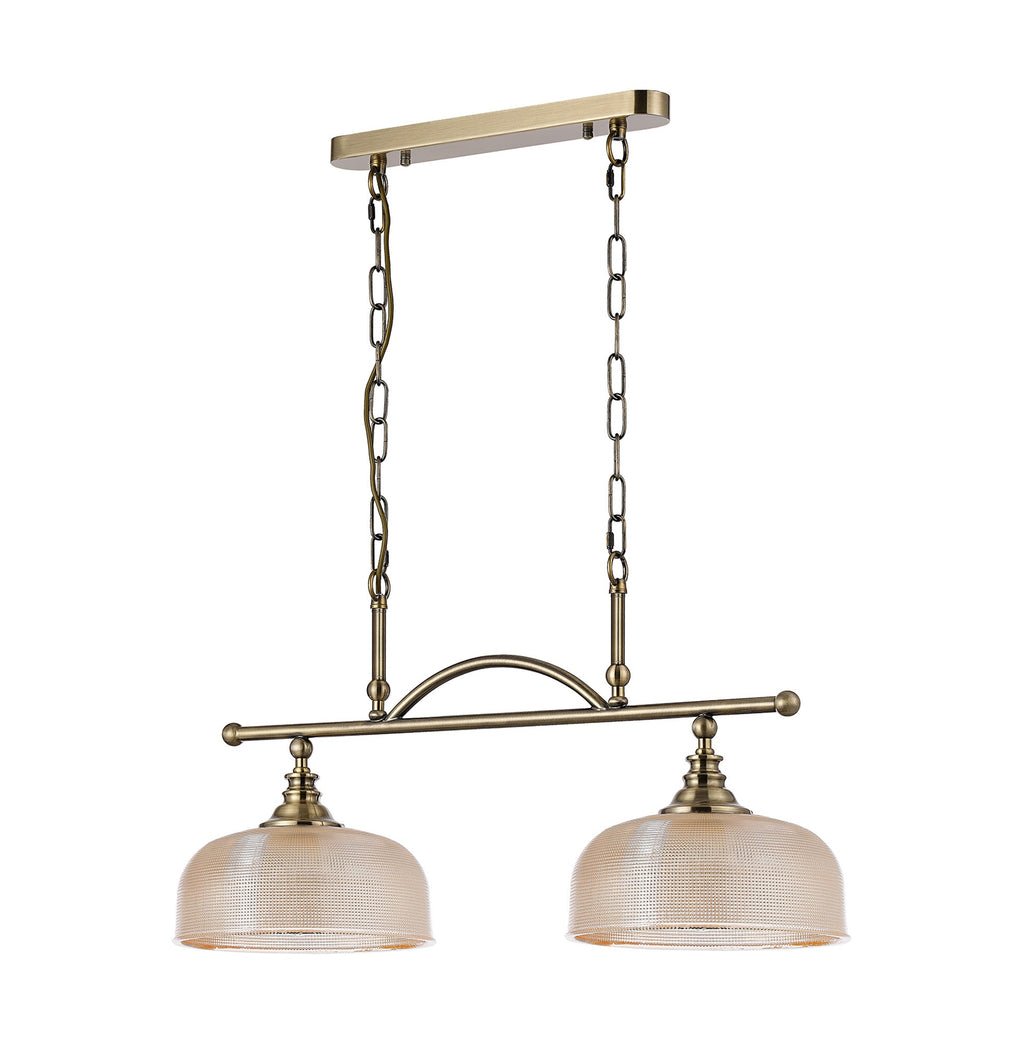 Luminosity Designs - Antique Brass Sledmere 2 Light Bar (Converts to Semi Flush) 2x E27 - Luminosity Designs Ltd