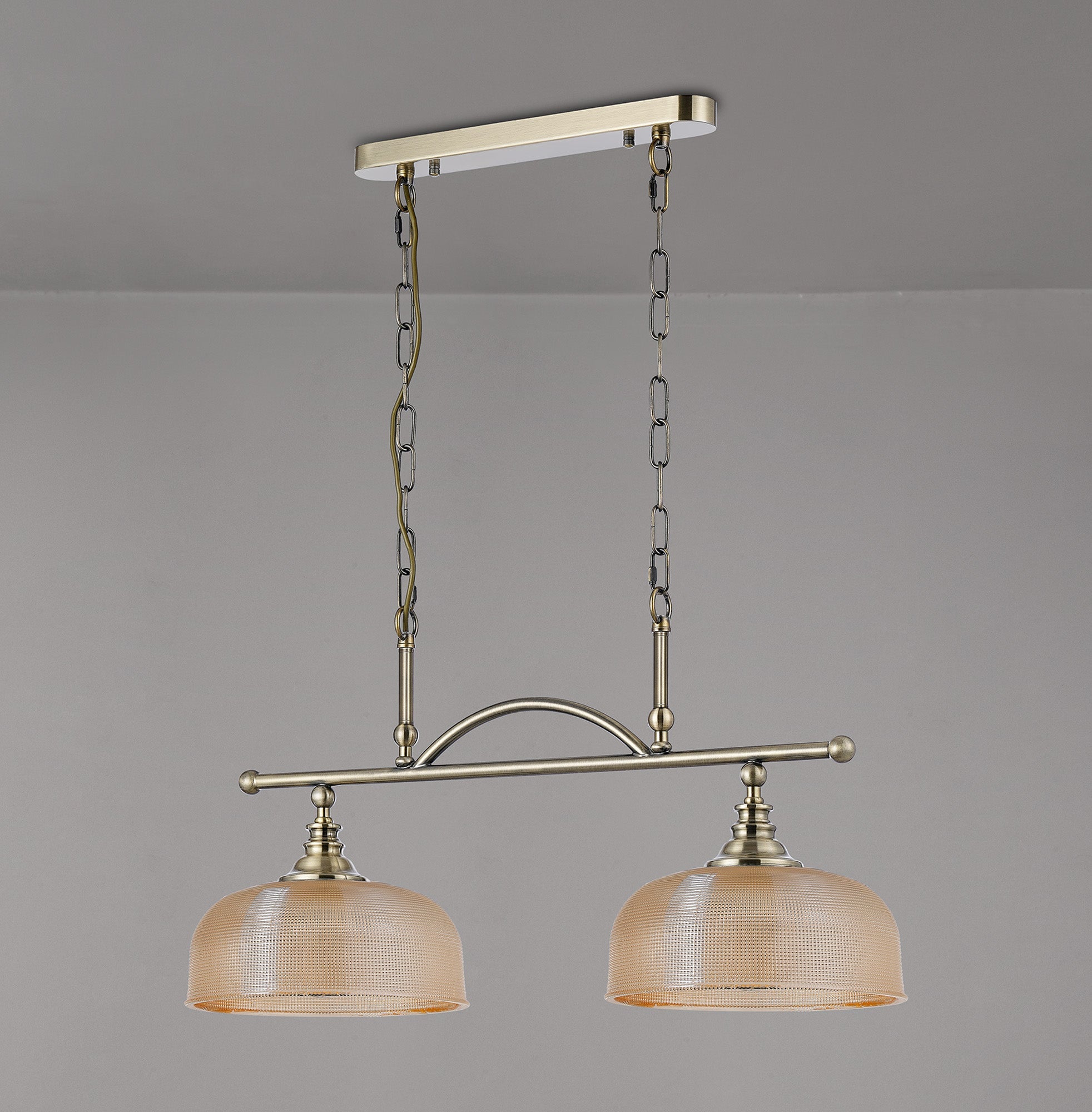 Luminosity Designs - Antique Brass Sledmere 2 Light Bar (Converts to Semi Flush) 2x E27 - Luminosity Designs Ltd