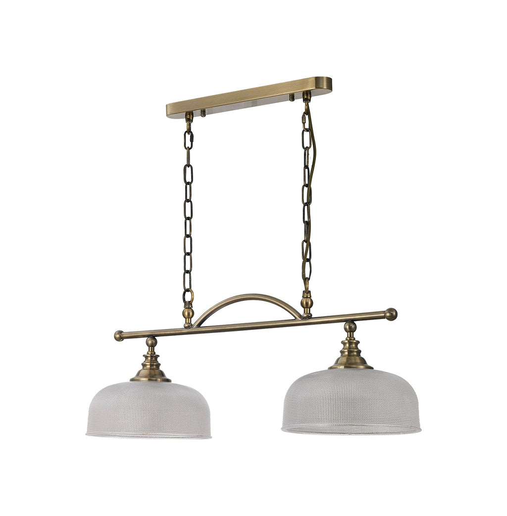 Luminosity Designs - Antique Brass Sledmere 2 Light Bar (Converts to Semi Flush) 2x E27 - Luminosity Designs Ltd
