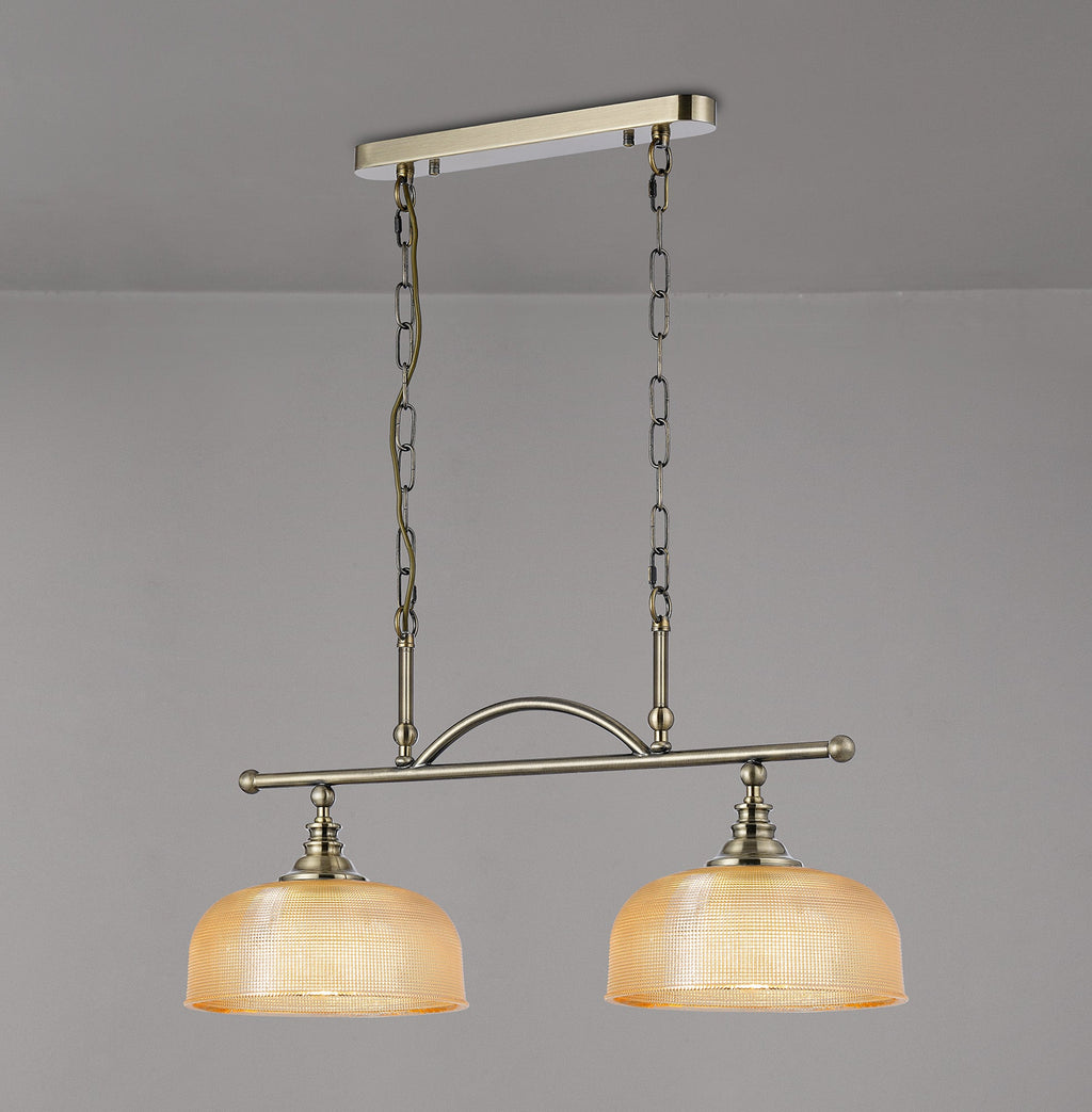 Luminosity Designs - Antique Brass Sledmere 2 Light Bar (Converts to Semi Flush) 2x E27 - Luminosity Designs Ltd