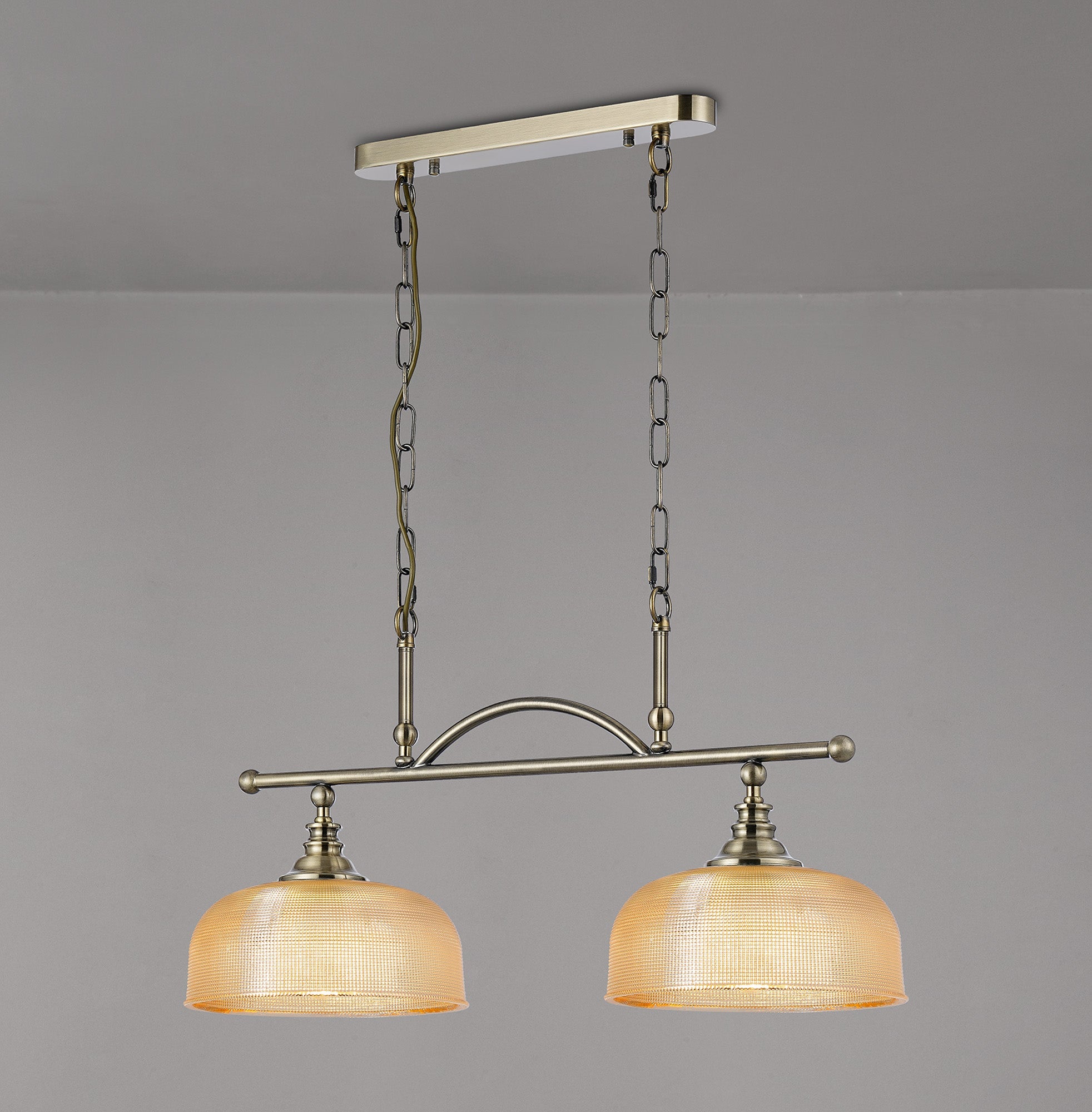 Luminosity Designs - Antique Brass Sledmere 2 Light Bar (Converts to Semi Flush) 2x E27 - Luminosity Designs Ltd