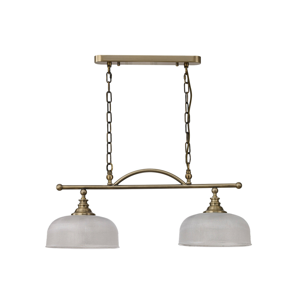 Luminosity Designs - Antique Brass Sledmere 2 Light Bar (Converts to Semi Flush) 2x E27 - Luminosity Designs Ltd