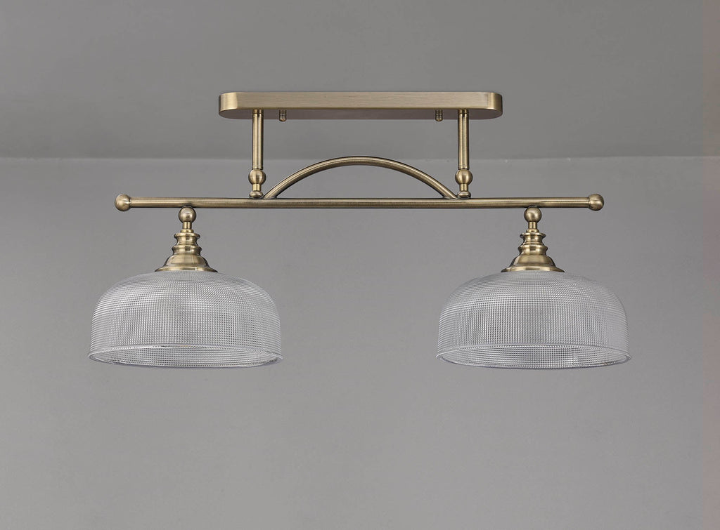 Luminosity Designs - Antique Brass Sledmere 2 Light Bar (Converts to Semi Flush) 2x E27 - Luminosity Designs Ltd