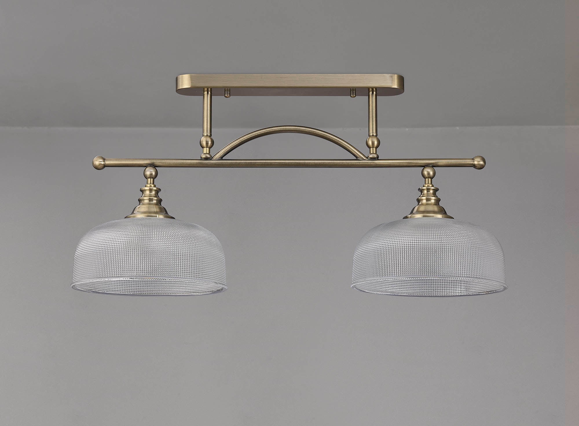 Luminosity Designs - Antique Brass Sledmere 2 Light Bar (Converts to Semi Flush) 2x E27 - Luminosity Designs Ltd