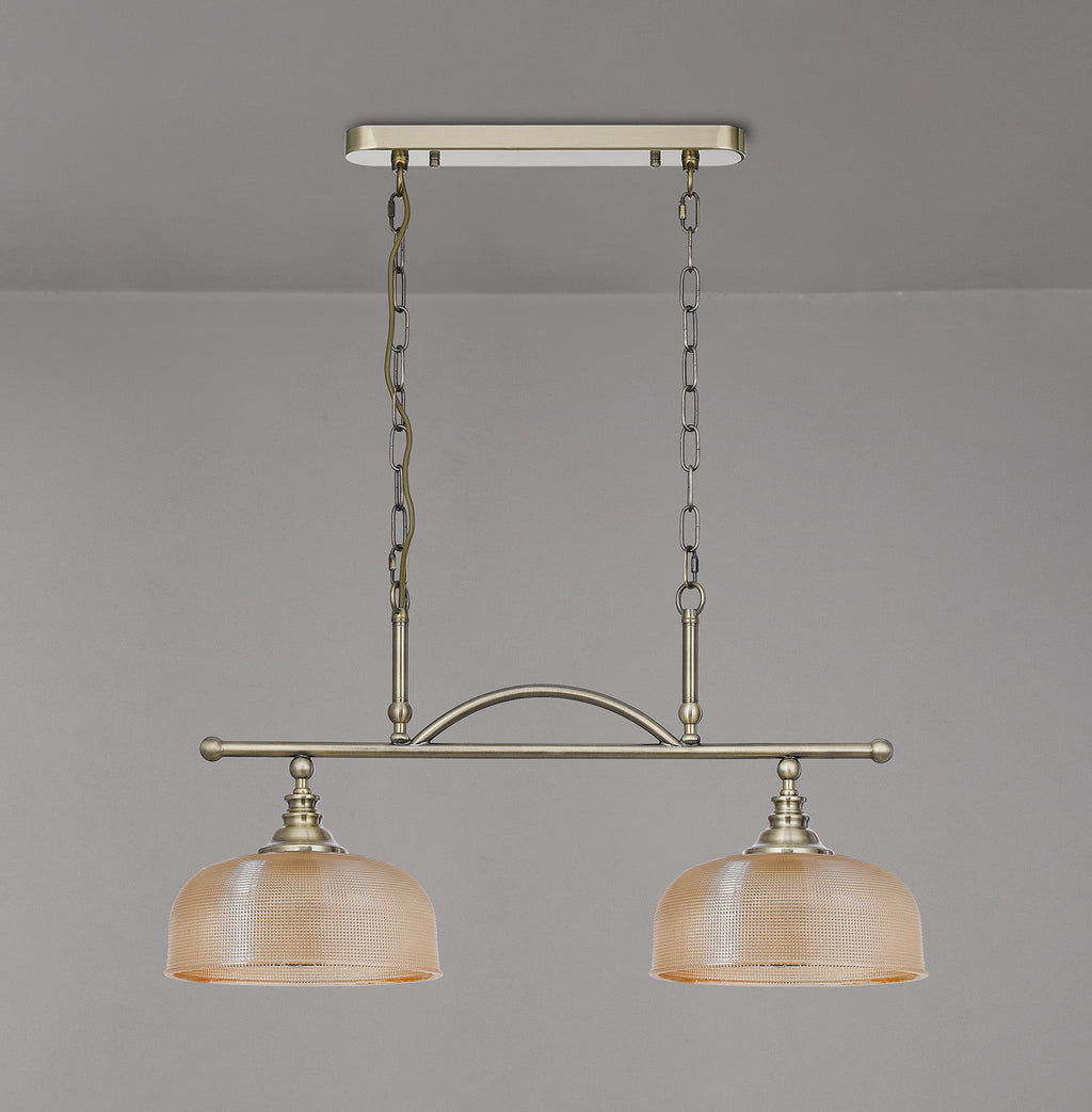 Luminosity Designs - Antique Brass Sledmere 2 Light Bar (Converts to Semi Flush) 2x E27 - Luminosity Designs Ltd