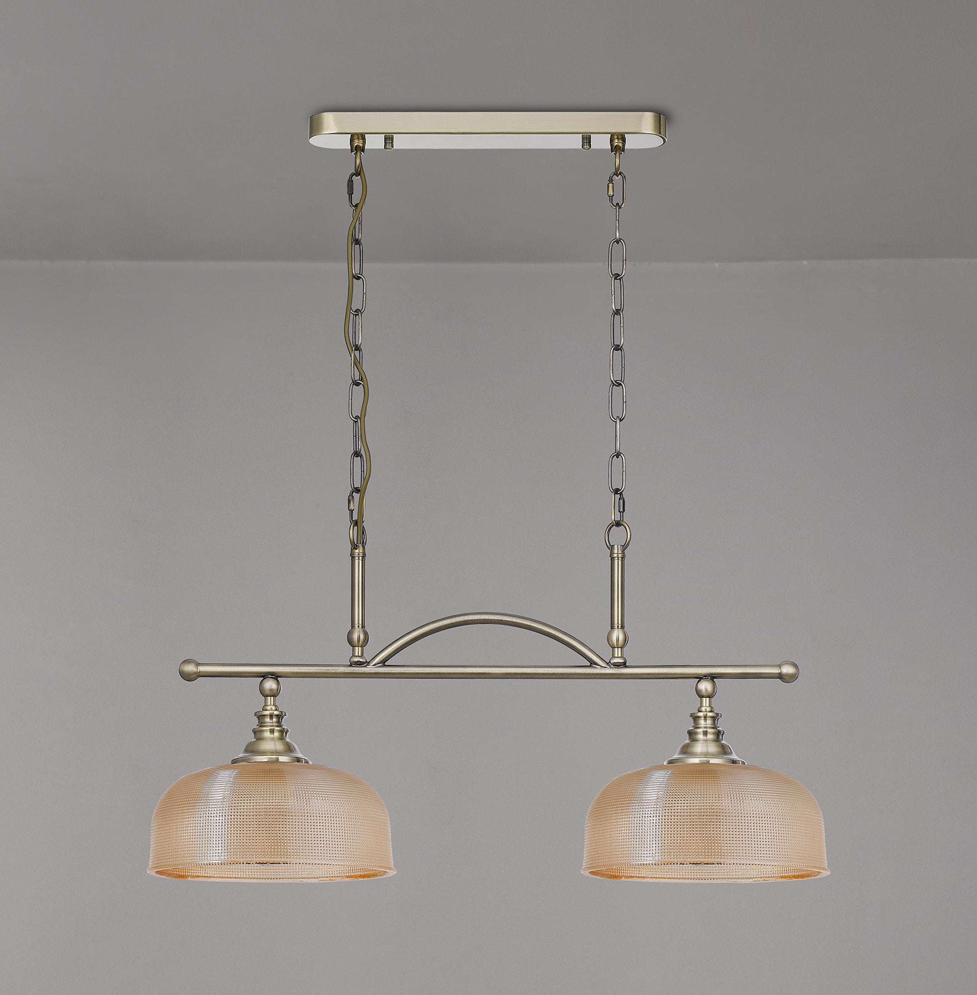 Luminosity Designs - Antique Brass Sledmere 2 Light Bar (Converts to Semi Flush) 2x E27 - Luminosity Designs Ltd