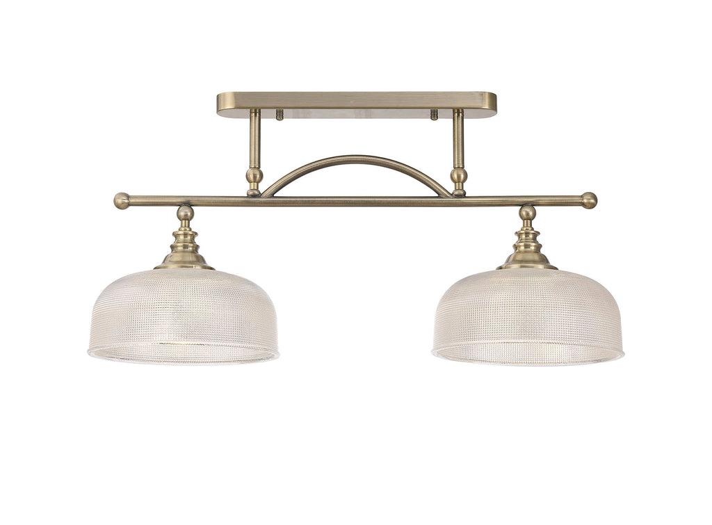 Luminosity Designs - Antique Brass Sledmere 2 Light Bar (Converts to Semi Flush) 2x E27 - Luminosity Designs Ltd