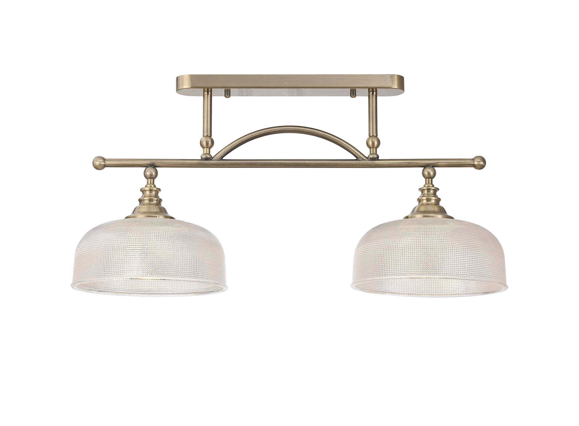 Luminosity Designs - Antique Brass Sledmere 2 Light Bar (Converts to Semi Flush) 2x E27 - Luminosity Designs Ltd